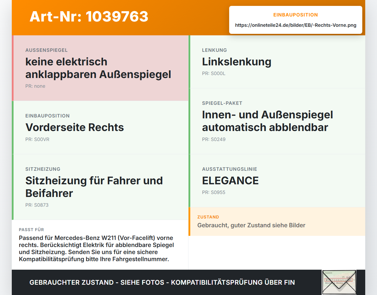 Mercedes W211 E200 02-06 Steuergerät SG Türsteuergerät Rechts Vorne Mercedes W211 E200 02-06 27.02.2003 2118200426... Vorschau 3