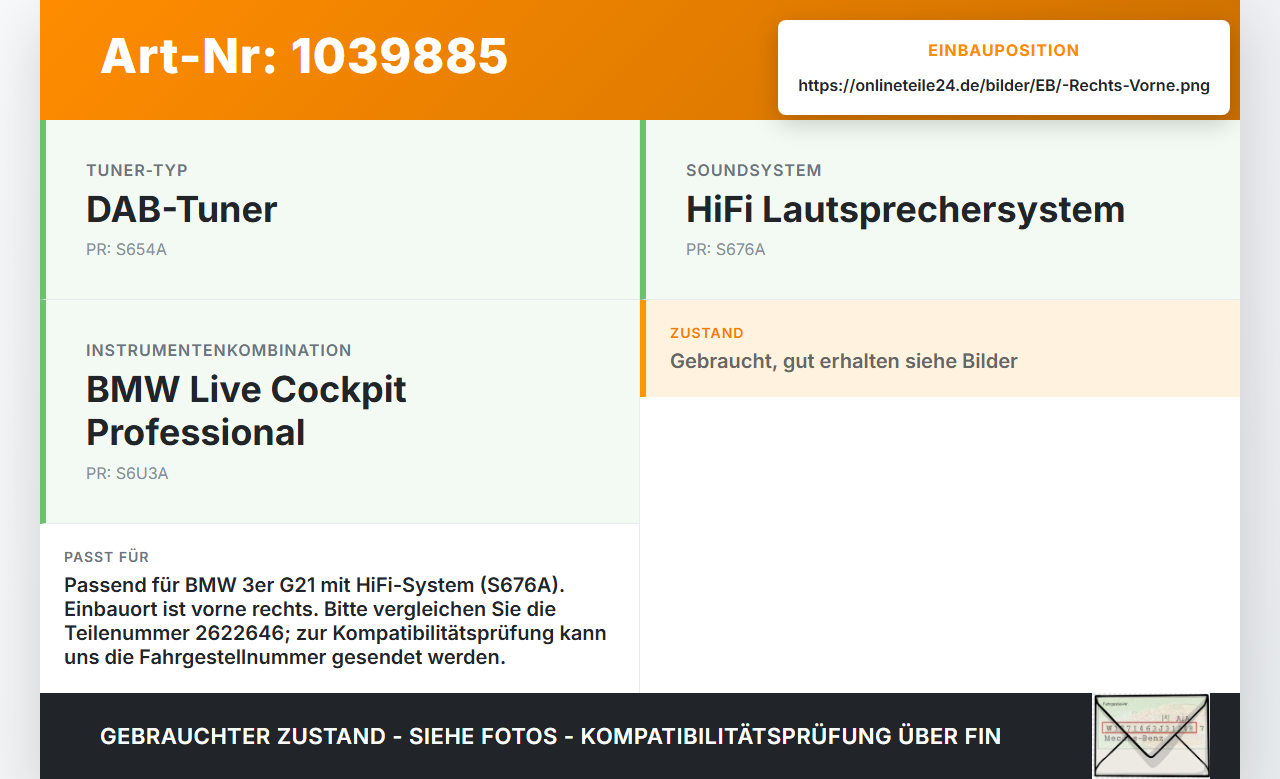 BMW G21 320dx 3er 19-22 Lautsprecher Mitteltöner Rechts Vorne BMW G21 320dx 3er 19-22 17.09.2020 2622646... Vorschau 3