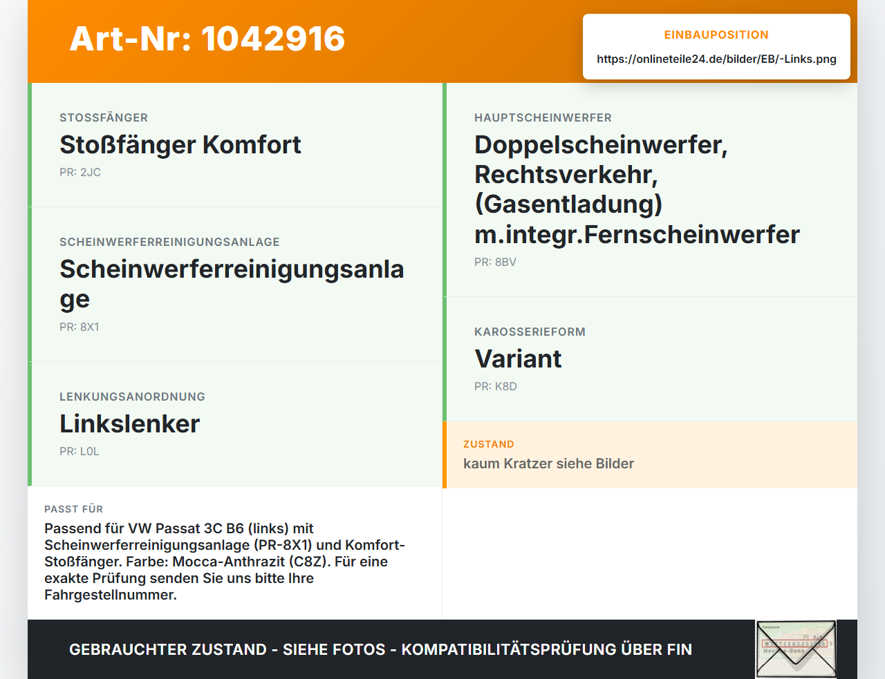 VW Passat 3C B6 05-10 Frontblende Abdeckung f. Scheinwerfer Waschdüse Links VW Passat 3C B6 05-10 07.12.2006... Vorschau 3