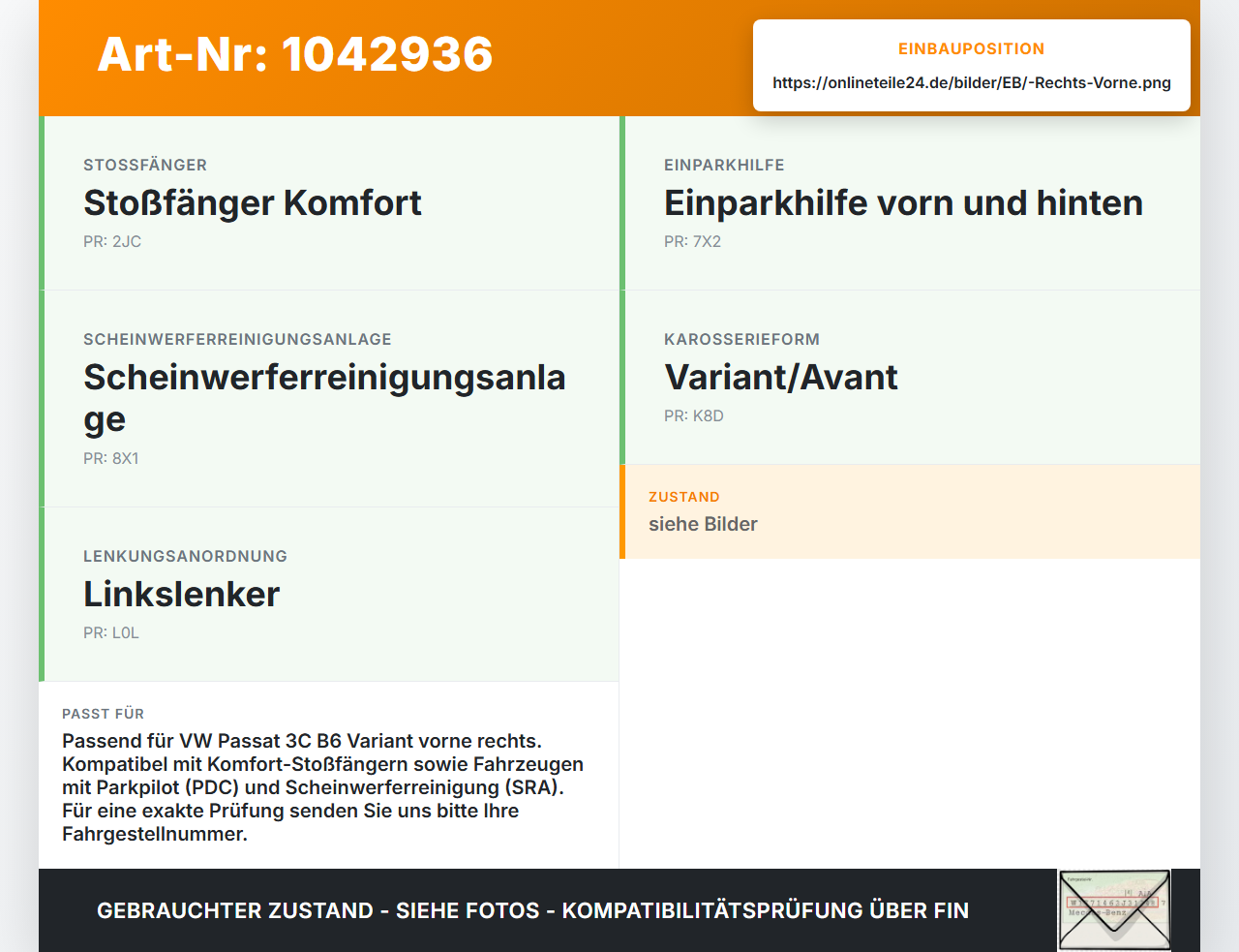 VW Passat 3C B6 05-10 Kombi Halter Träger Aufnahme Führung für Stoßstange Rechts Vorne VW Passat 3C B6 05-10... Vorschau 3
