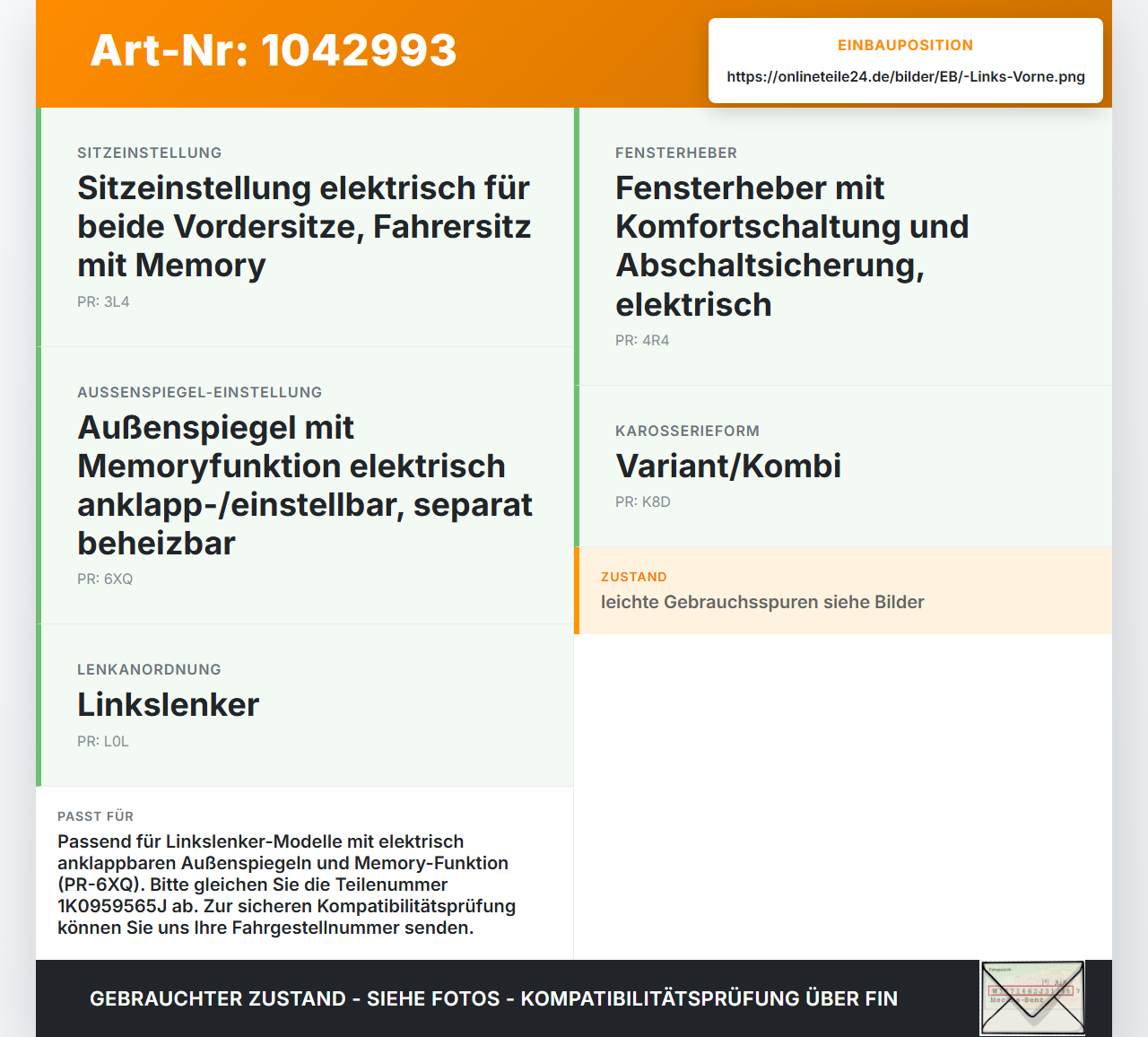 VW Passat 3C B6 05-10 Kombi Fensterheberschalter Schalter Links Vorne VW Passat 3C B6 05-10 07.12.2006 1K0959565J... Vorschau 3