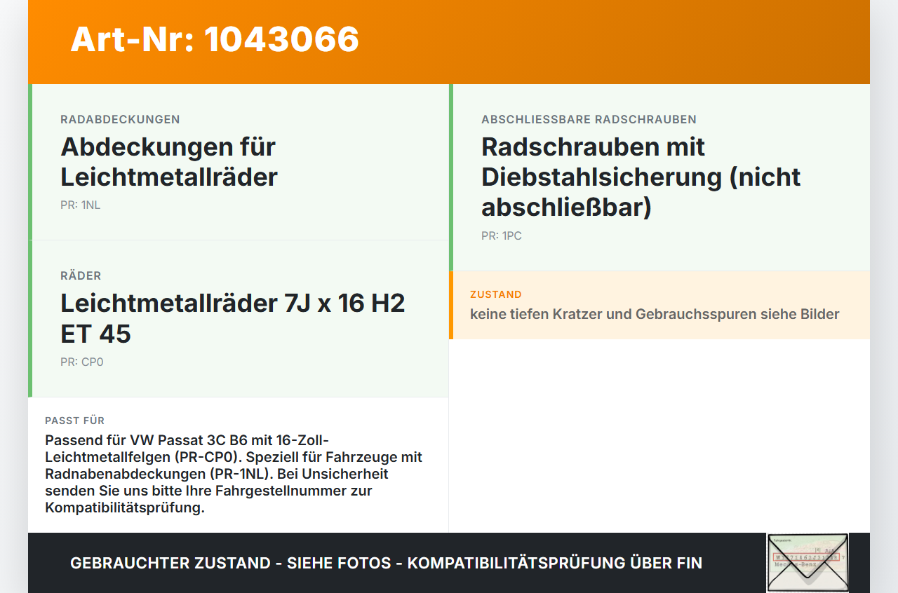 VW Passat 3C B6 05-10 Radnabenabdeckung Rad Nabenabdeckung Nabenblende Pos.1 VW Passat 3C B6 05-10 07.12.2006... Vorschau 3