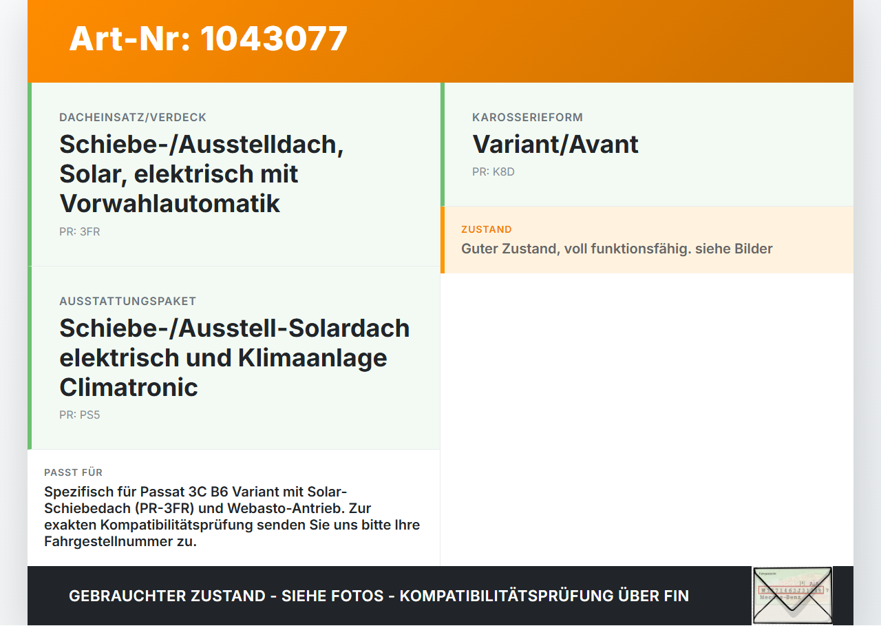 VW Passat 3C B6 05-10 Schiebedachmotor Stellmotor f. Schiebedach Webasto Orig. VW Passat 3C B6 05-10 07.12.2006... Vorschau 3