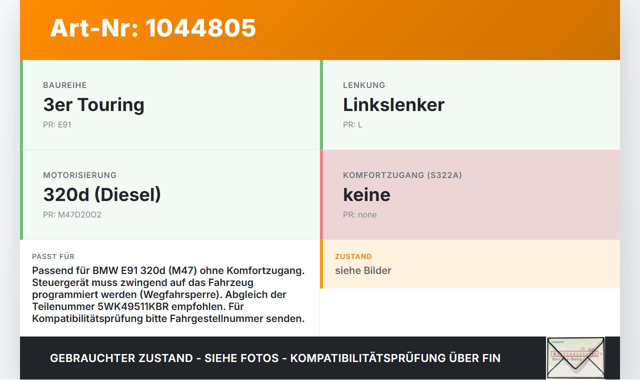 BMW E91 3er 320d 05-08 Steuergerät ECU Modul SG CAS3 BMW E91 3er 320d 05-08 02.02.2007 9395657 61359395657... Vorschau 3
