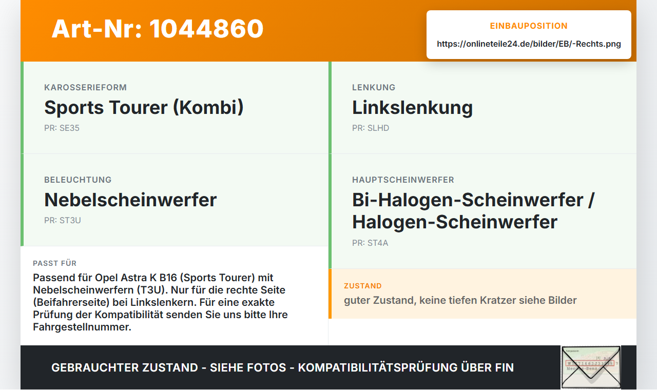 Opel Astra K B16 15-19 Nebelscheinwerfer Rechts Opel Astra K B16 15-19 07.06.2017 39098908 662588537 gebraucht Vorschau 3