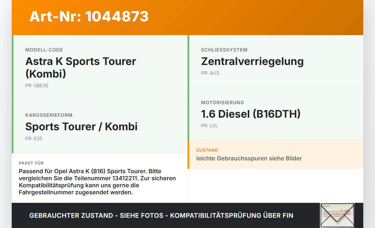 Opel Astra K B16 15-19 Haubenschloss Motorhaubenschloss Schloss Opel Astra K B16 15-19 07.06.2017 13412211 gebraucht Vorschau 3