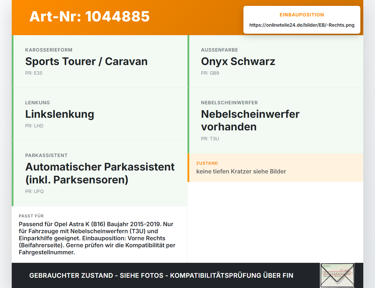 Opel Astra K B16 15-19 Blende für Nebelscheinwerfer Stoßstange Rechts Opel Astra K B16 15-19 07.06.2017 13481998... Vorschau 3