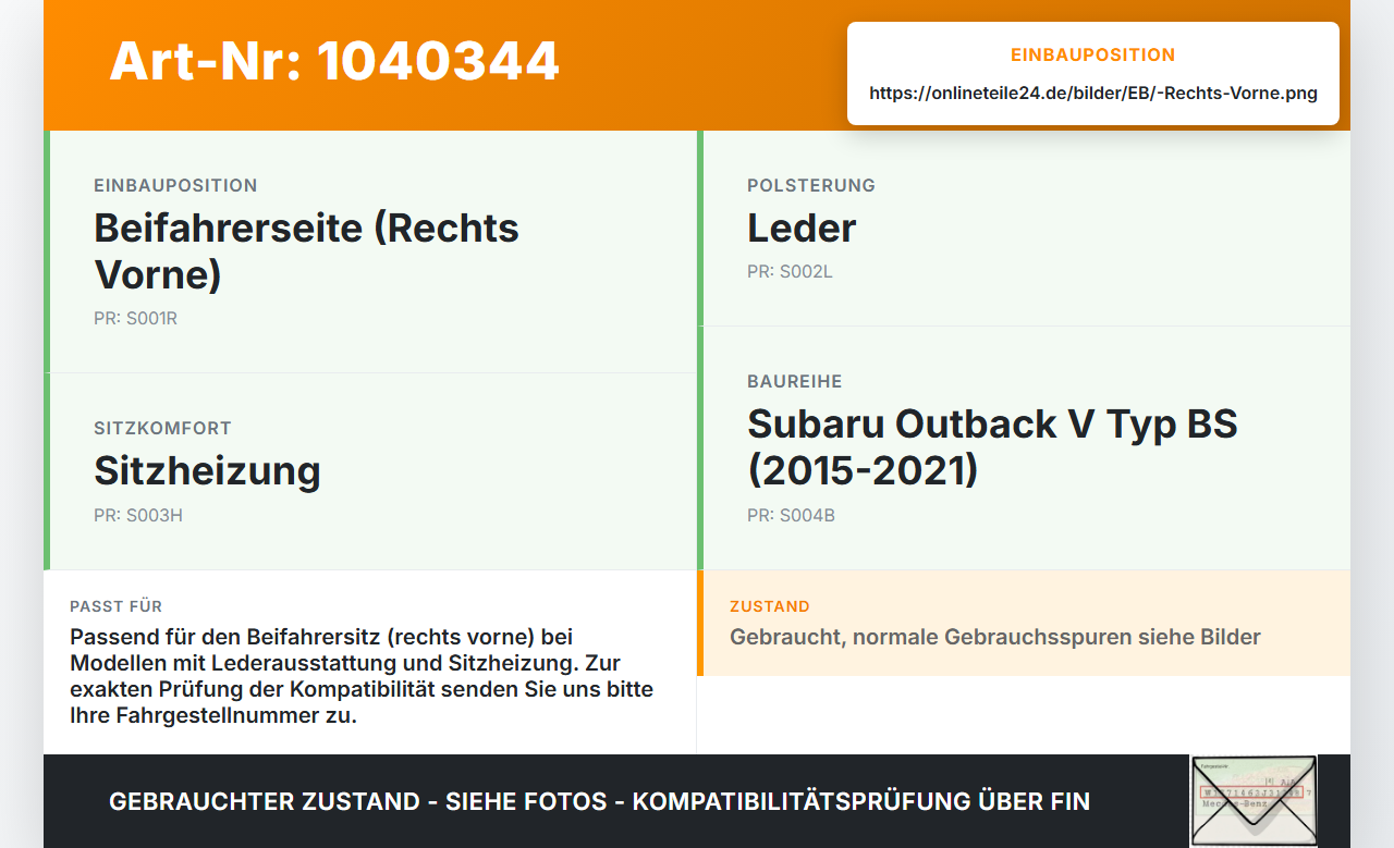 Subaru Outback V BS 15-21 Abdeckung Blende für Sitz Beifahrersitz Rechts Vorne Subaru Outback V BS 15-21... Vorschau 3