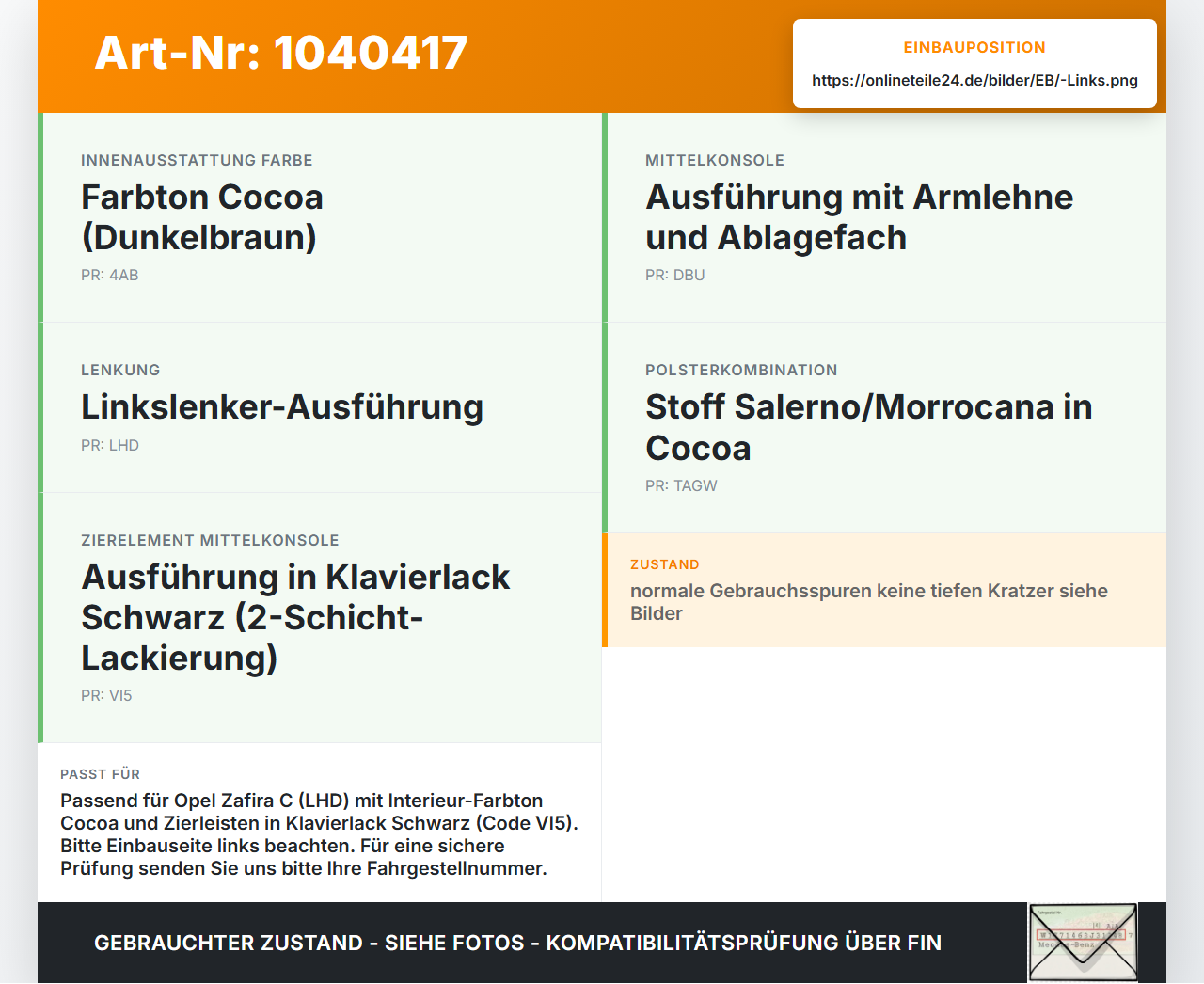 Opel Zafira C 11-16 Leiste Zierleiste Mittelkonsole Links Opel Zafira C 11-16 16.10.2014 2069475 OPN67124 498951029... Vorschau 3