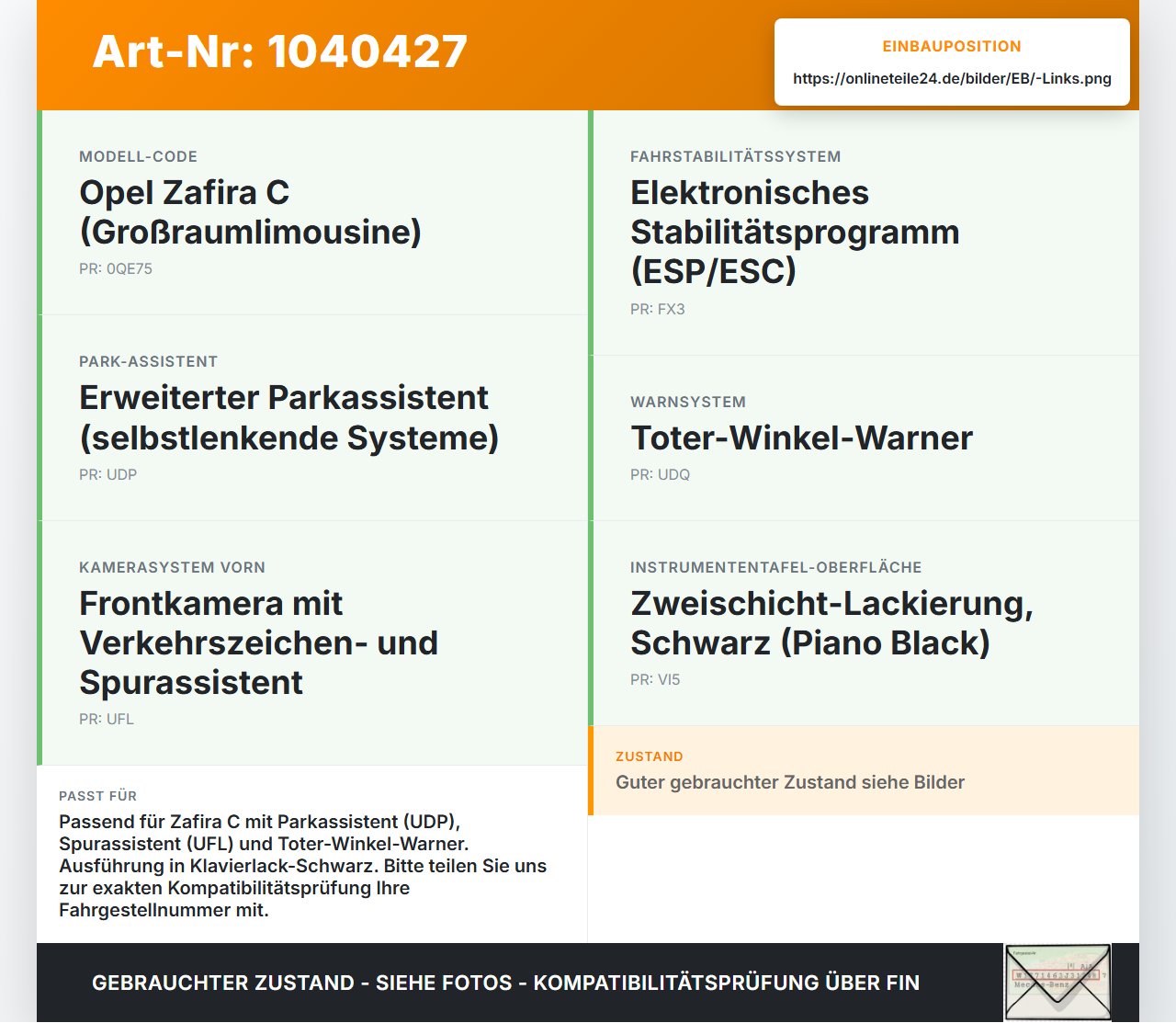 Opel Zafira C 11-16 Warnblinkschalter Schalter Opel Zafira C 11-16 16.10.2014 20968511 gebraucht Vorschau 3