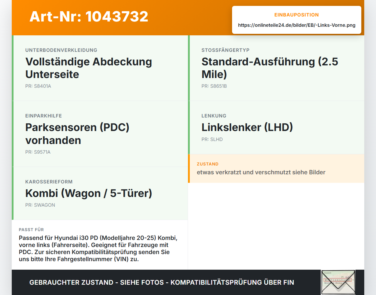 Hyundai I30 PD 20-25 Verkleidung Radhausschale Links Vorne Kotflügel Hyundai I30 PD 20-25 03.11.2017 86811G4000... Vorschau 3