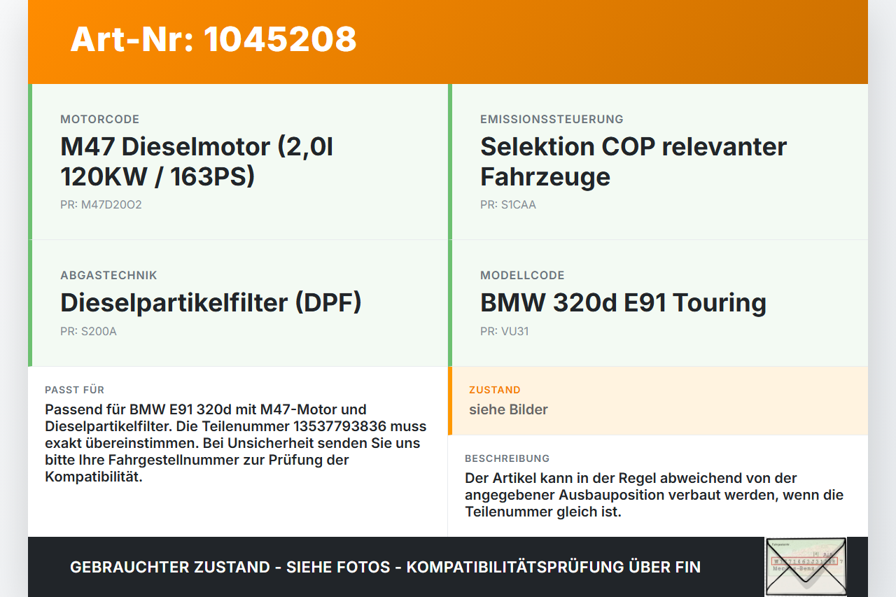 BMW E91 3er 320d 05-08 2,0d 120KW Injektor Einspritzdüse Zyl.4 BMW E91 3er 320d 05-08 02.02.2007 13537793836... Vorschau 3