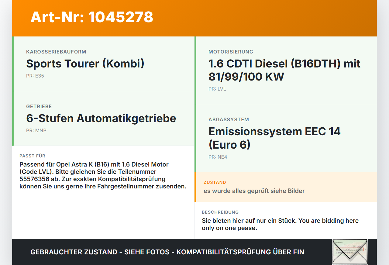 Opel Astra K B16 15-19 CDTI 1,6 81KW Magnetventil Ladedruckventil Opel Astra K B16 15-19 07.06.2017 55576356 gebraucht Vorschau 3