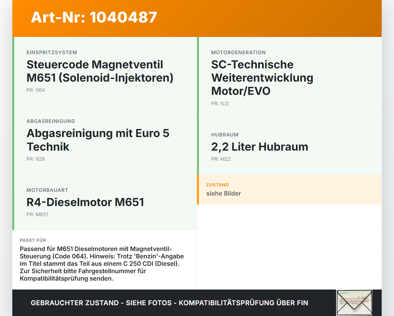 Mercedes W204 S204 C250 07-14 CDI 2,2 150KW 651911 Injektor Einspritzdüse Einspritzventil Benzin Mercedes W204 S204... Vorschau 3