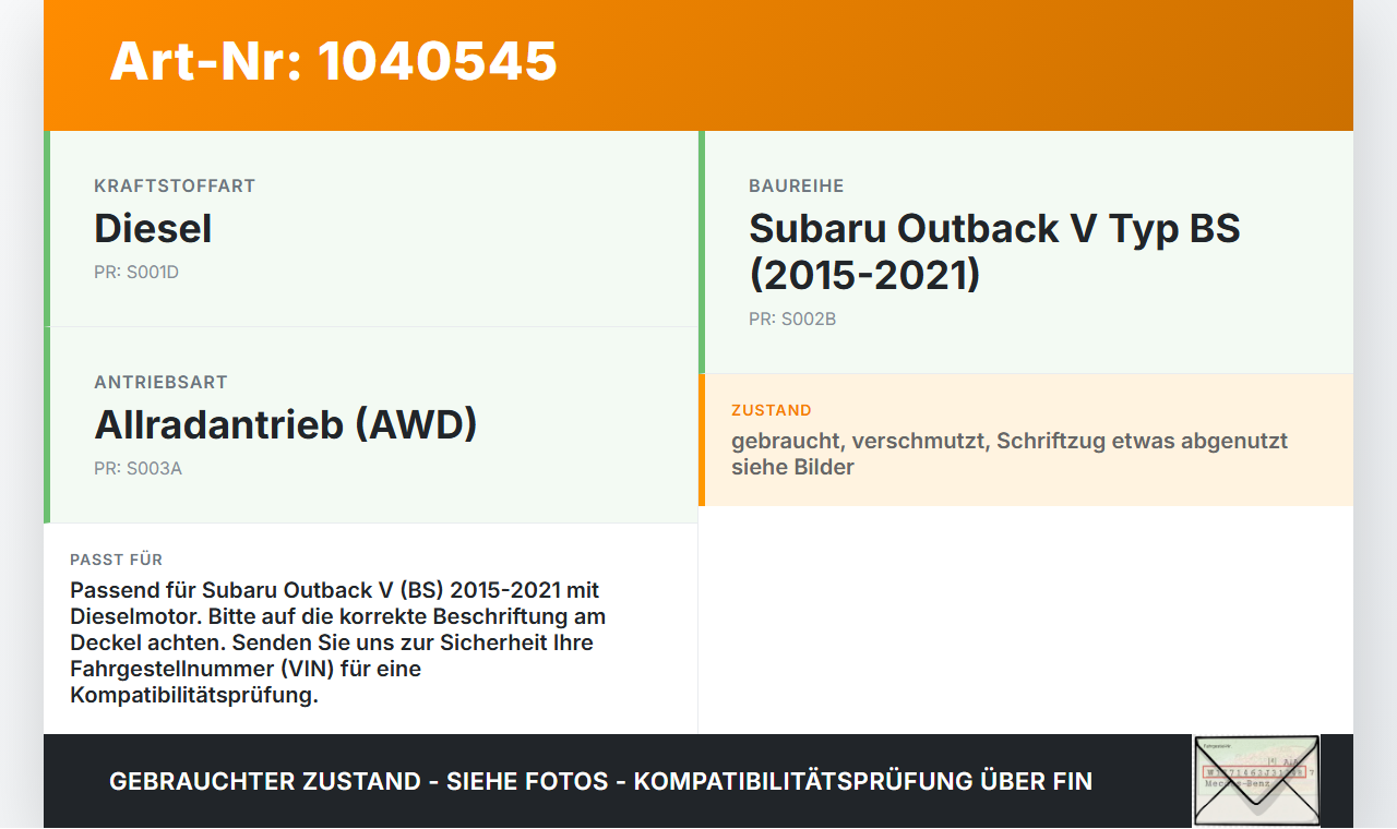 Subaru Outback V BS 15-21 Tankdeckel Verschluss Tankverschluss Diesel Subaru Outback V BS 15-21 19.03.20154... Vorschau 3