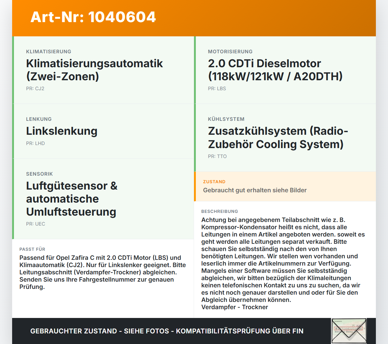Opel Zafira C 11-16 CDTi 2,0 121KW Klimaschlauch Klimaleitung Klima Schlauch Opel Zafira C 11-16 16.10.2014 gebraucht Vorschau 3