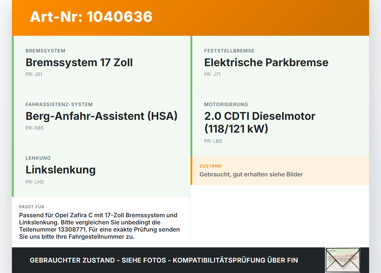 Opel Zafira C 11-16 CDTi 2,0 121KW Bremskraftverstärker Opel Zafira C 11-16 16.10.2014 13308771 037859-25344 gebraucht Vorschau 3