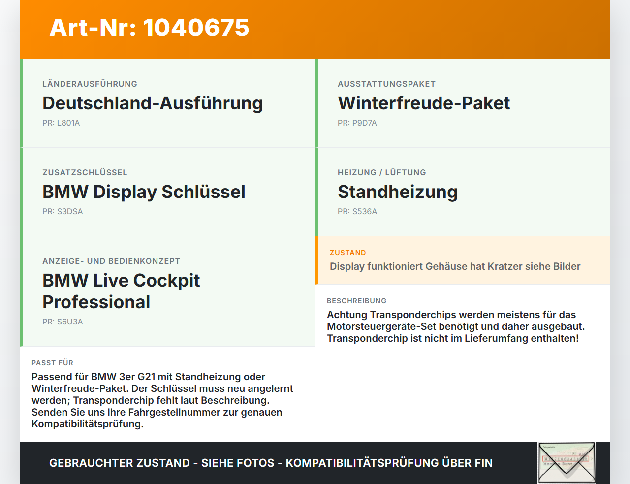 BMW G21 320dx 3er 19-22 Display Key Fernbedienung Schlüssel Touch BMW G21 320dx 3er 19-22 17.09.2020 2566288... Vorschau 3