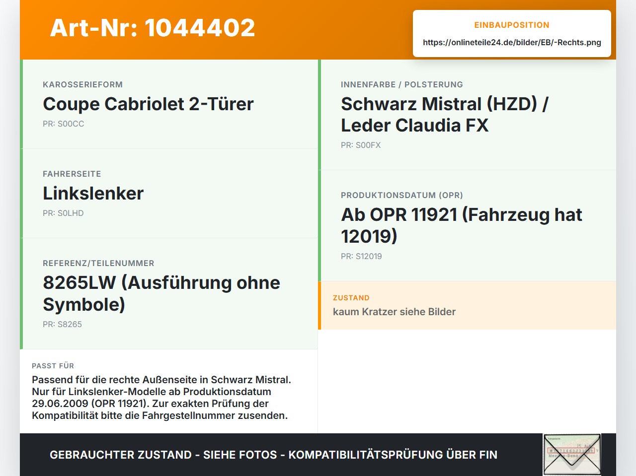 Peugeot 207 CC 07-09 HDi 1,6 80KW Luftdusche Rechts Aussen Peugeot 207 CC 07-09 30.09.2008 8265LW gebraucht Vorschau 3