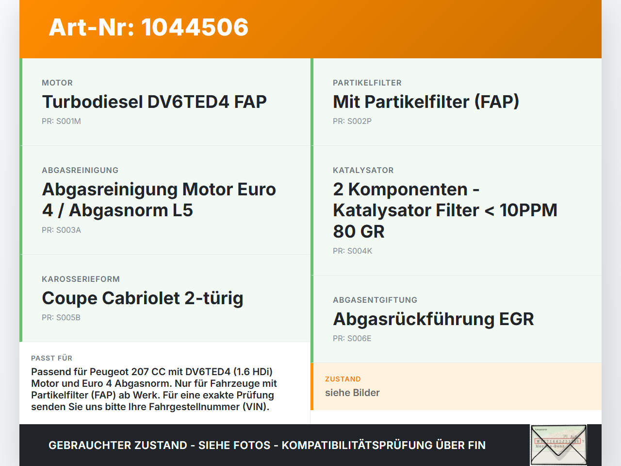 Peugeot 207 CC 07-09 HDi 1,6 80KW Partikelfilter Rußpartikelfilter Dieselpartikelfilter DPF Peugeot 207 CC 07-09... Vorschau 3