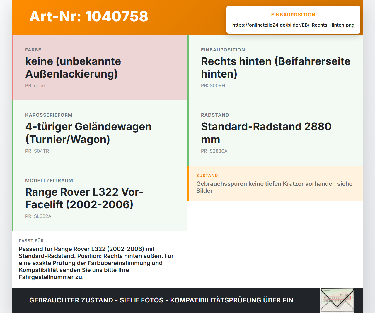 Land Range Rover III L322 02-06 Türleiste Beplankung Rechts Hinten Aussen Land Range Rover III L322 02-06... Vorschau 3