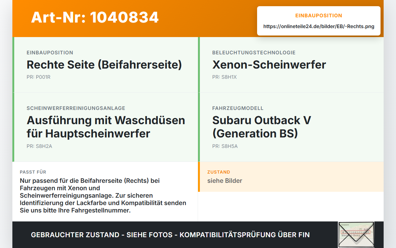 Subaru Outback V BS 15-21 2,0D 110KW Kappe für Waschdüse Scheinwerfer Rechts Subaru Outback V BS 15-21 19.03.20154... Vorschau 3