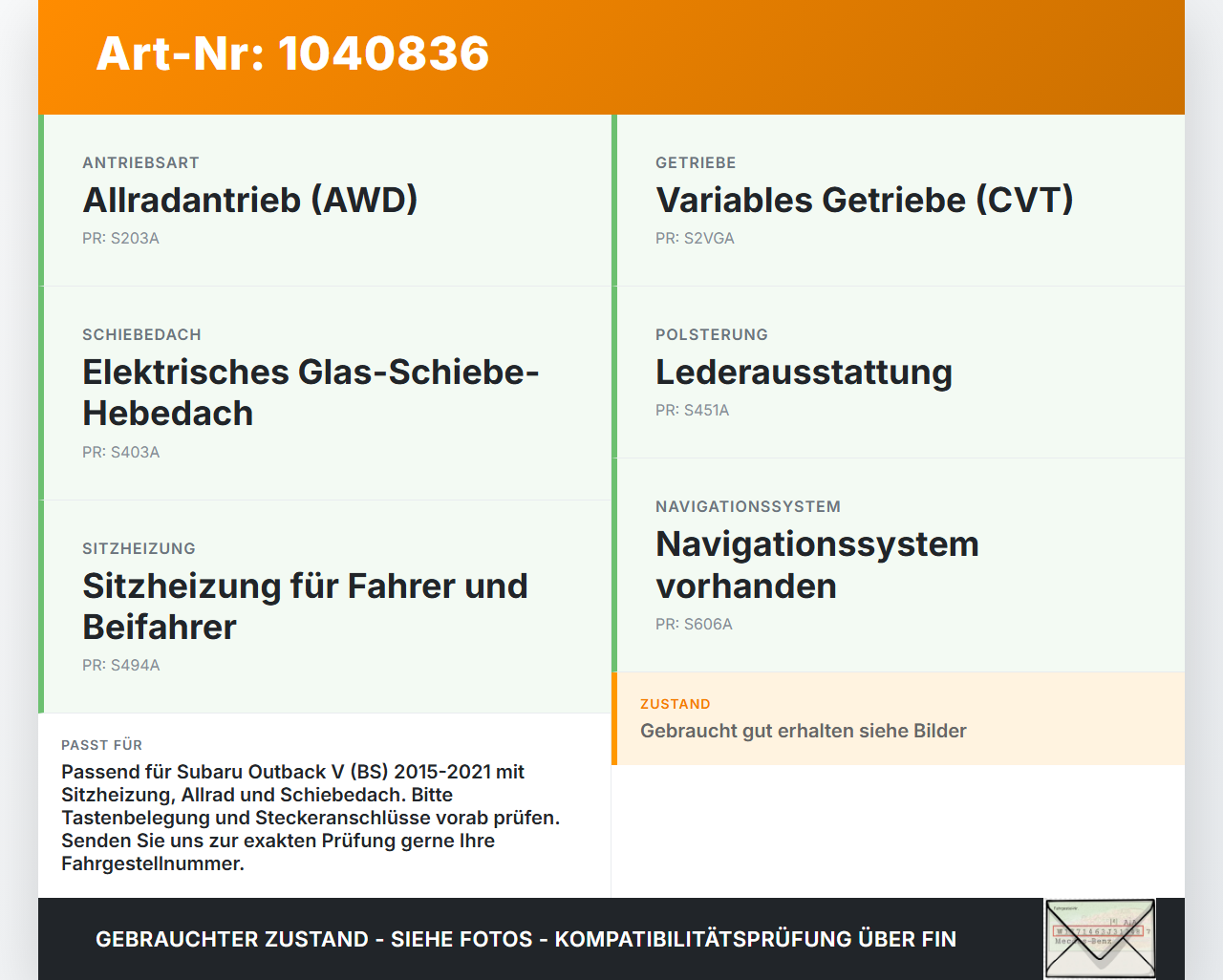 Subaru Outback V BS 15-21 Schalter Taster Set Subaru Outback V BS 15-21 19.03.20154 gebraucht Vorschau 3