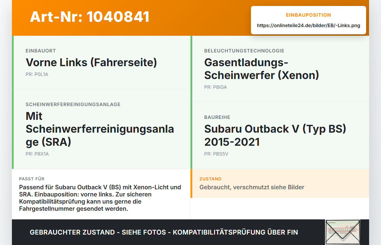 Subaru Outback V BS 15-21 Waschdüse Hubzylinder SRA für Scheinwerfer Links Subaru Outback V BS 15-21 19.03.20154... Vorschau 3
