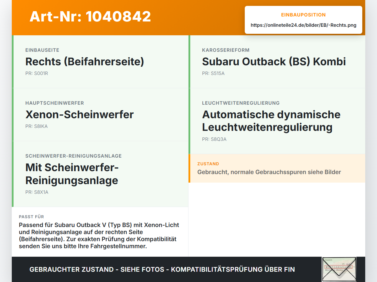 Subaru Outback V BS 15-21 Waschdüse Hubzylinder SRA für Scheinwerfer Rechts Subaru Outback V BS 15-21 19.03.20154... Vorschau 3