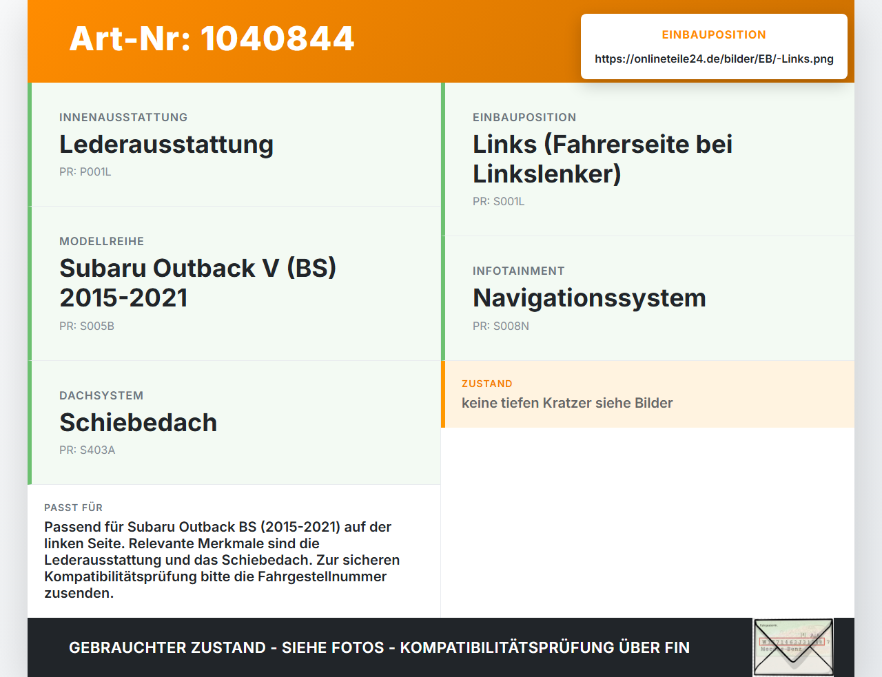 Subaru Outback V BS 15-21 Blende für Armaturenbrett Abdeckung Links Subaru Outback V BS 15-21 19.03.20154 gebraucht Vorschau 3