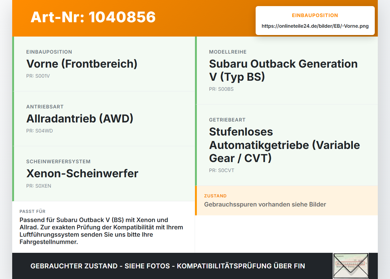 Subaru Outback V BS 15-21 Träger Pralldämpfer Luftkanalabweiser für Stoßstange Vorne Subaru Outback V BS 15-21... Vorschau 3