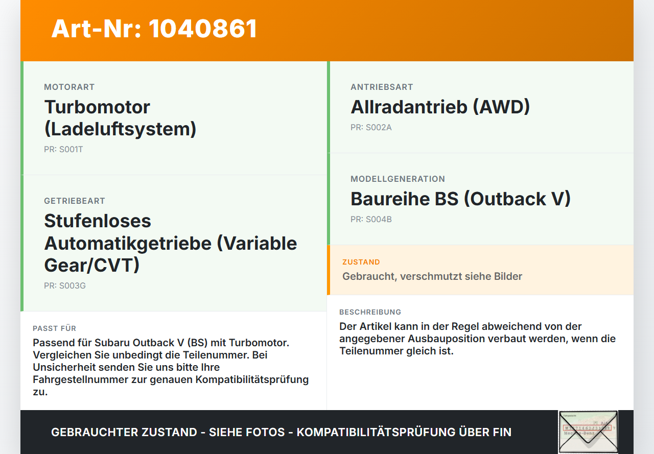 Subaru Outback V BS 15-21 2,0D 110KW Ansaugrohr Ladeluftschlauch Luftschlauch Pos.1 Subaru Outback V BS 15-21... Vorschau 3