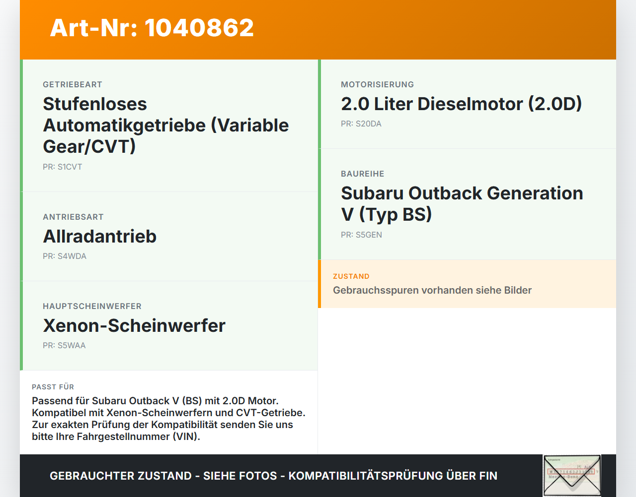 Subaru Outback V BS 15-21 2,0D 110KW Schlossträger Oberteil der Frontmaske Träger Subaru Outback V BS 15-21... Vorschau 3