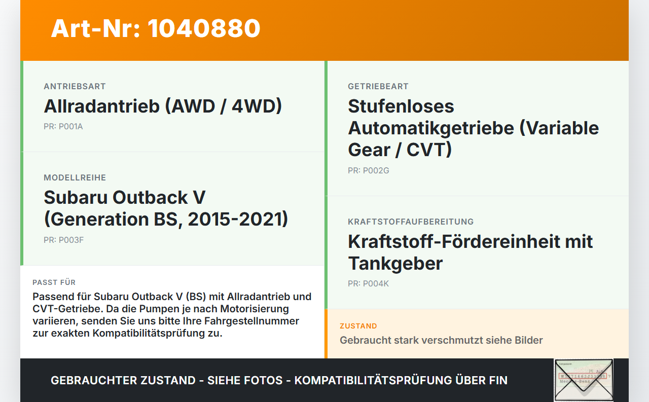 Subaru Outback V BS 15-21 2,0D 110KW Kraftstoffpumpe Kraftstoff Förderpumpe Tankgeber Subaru Outback V BS 15-21... Vorschau 3
