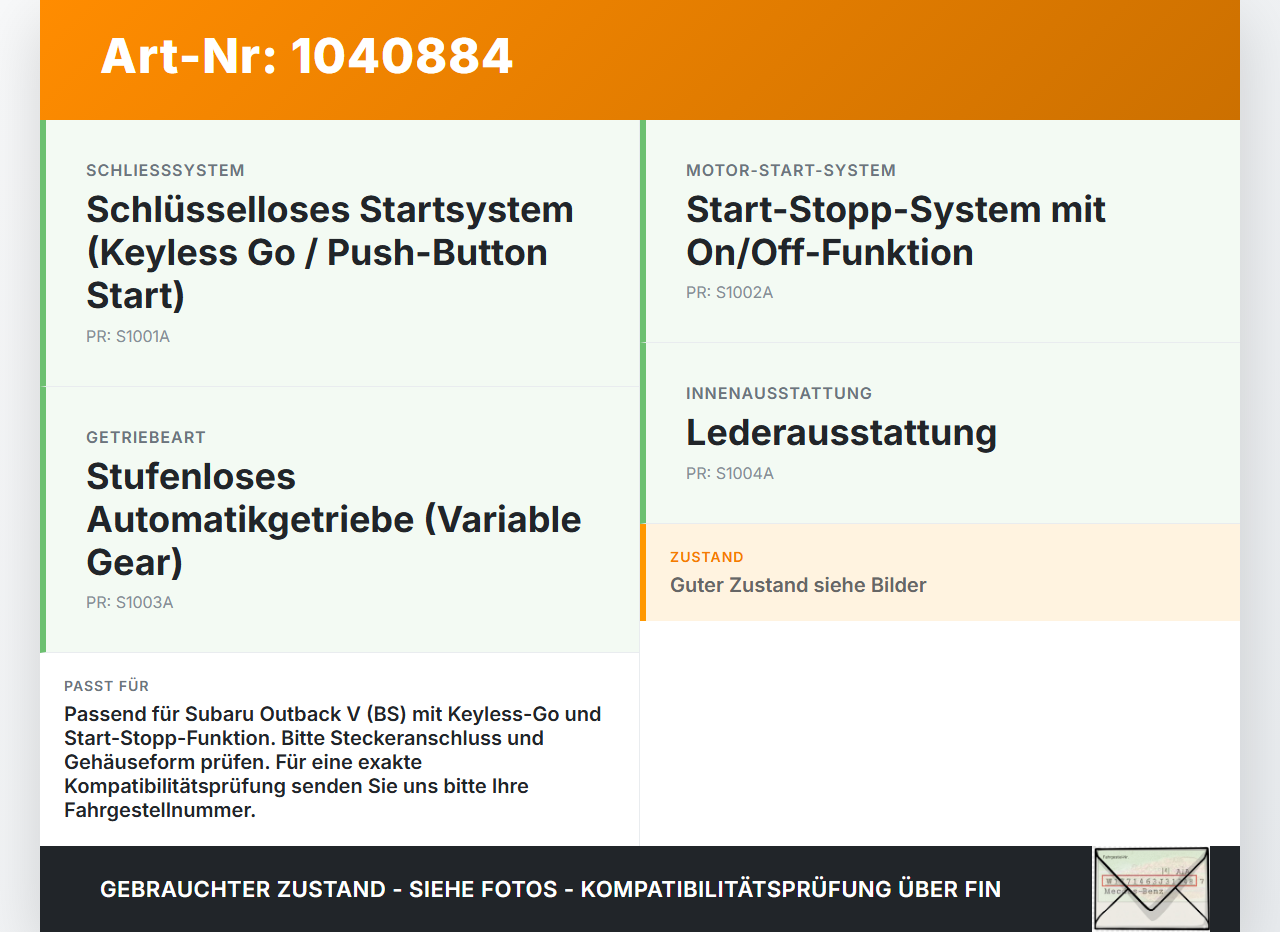 Subaru Outback V BS 15-21 Schalter Start Stop On Off Anlassschalter Subaru Outback V BS 15-21 19.03.20154... Vorschau 3
