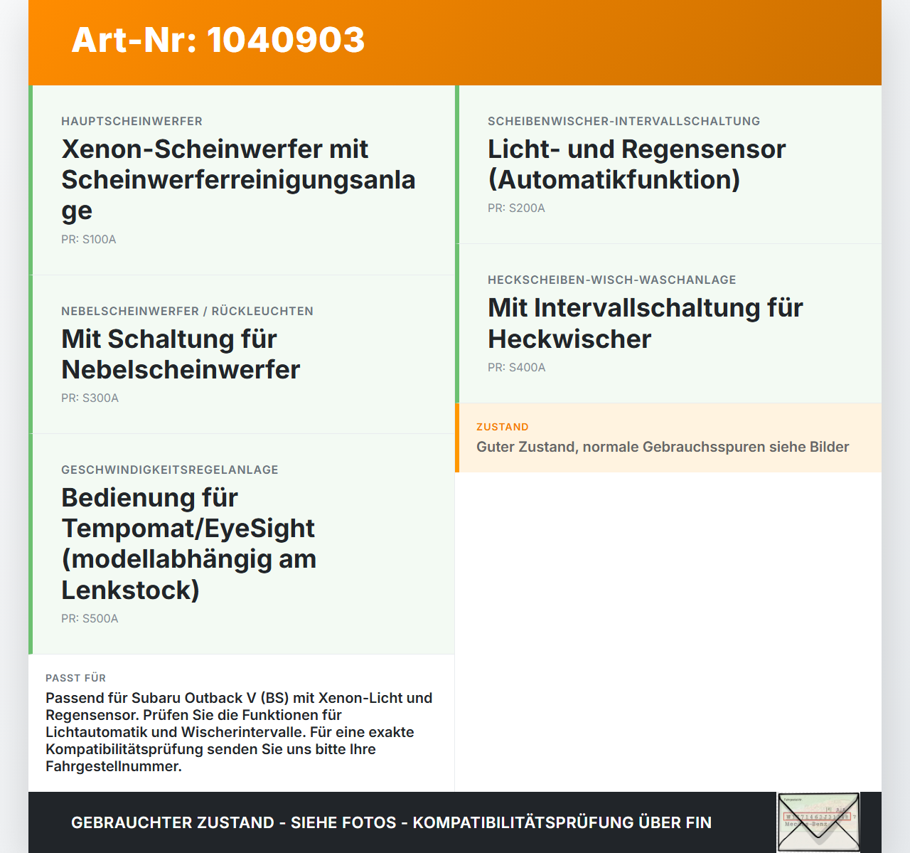 Subaru Outback V BS 15-21 Lenkstockschalter Blinker Wischer Kombischalter Subaru Outback V BS 15-21 19.03.20154... Vorschau 3