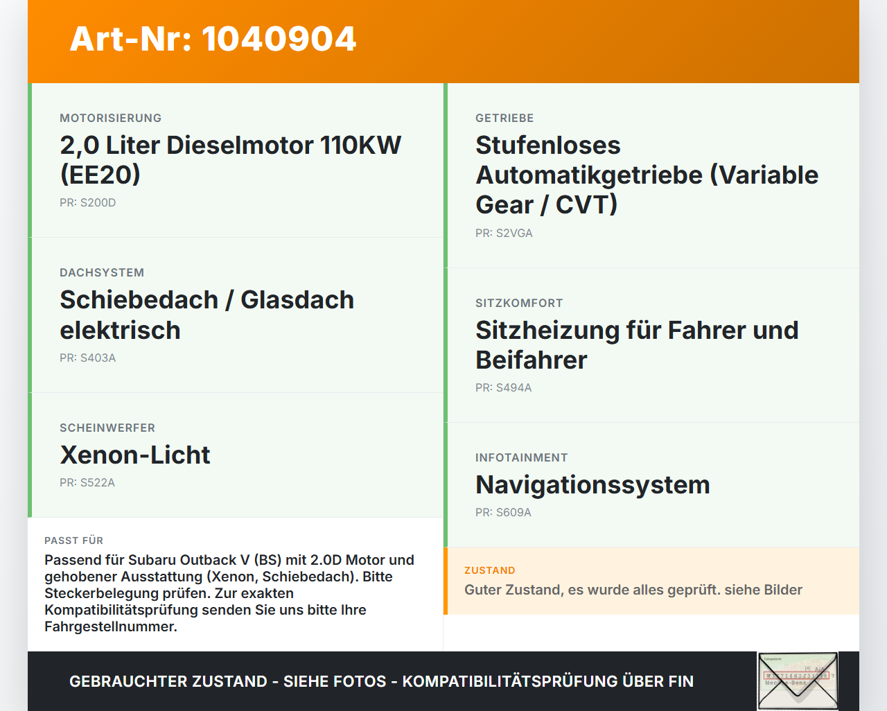 Subaru Outback V BS 15-21 2,0D 110KW Sicherungskasten Zentralelektrik Subaru Outback V BS 15-21 19.03.20154... Vorschau 3
