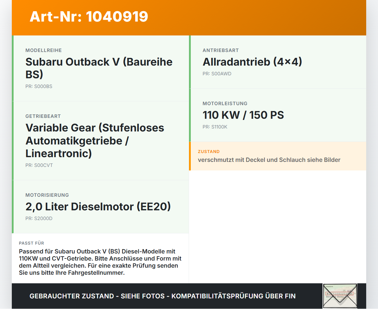 Subaru Outback V BS 15-21 2,0D 110KW Ausgleichsbehälter für Kühlmittel Pos.2 Subaru Outback V BS 15-21 19.03.20154... Vorschau 3