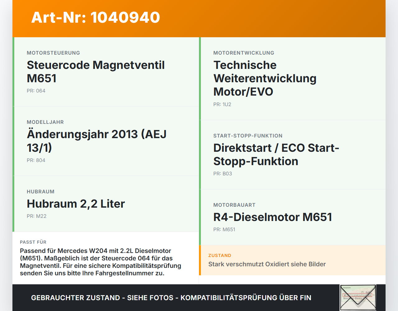 Mercedes W204 S204 C250 07-14 CDI 2,2 150KW Magnetventil Druckschalter Kendrion Mercedes W204 S204 C250 07-14... Vorschau 3