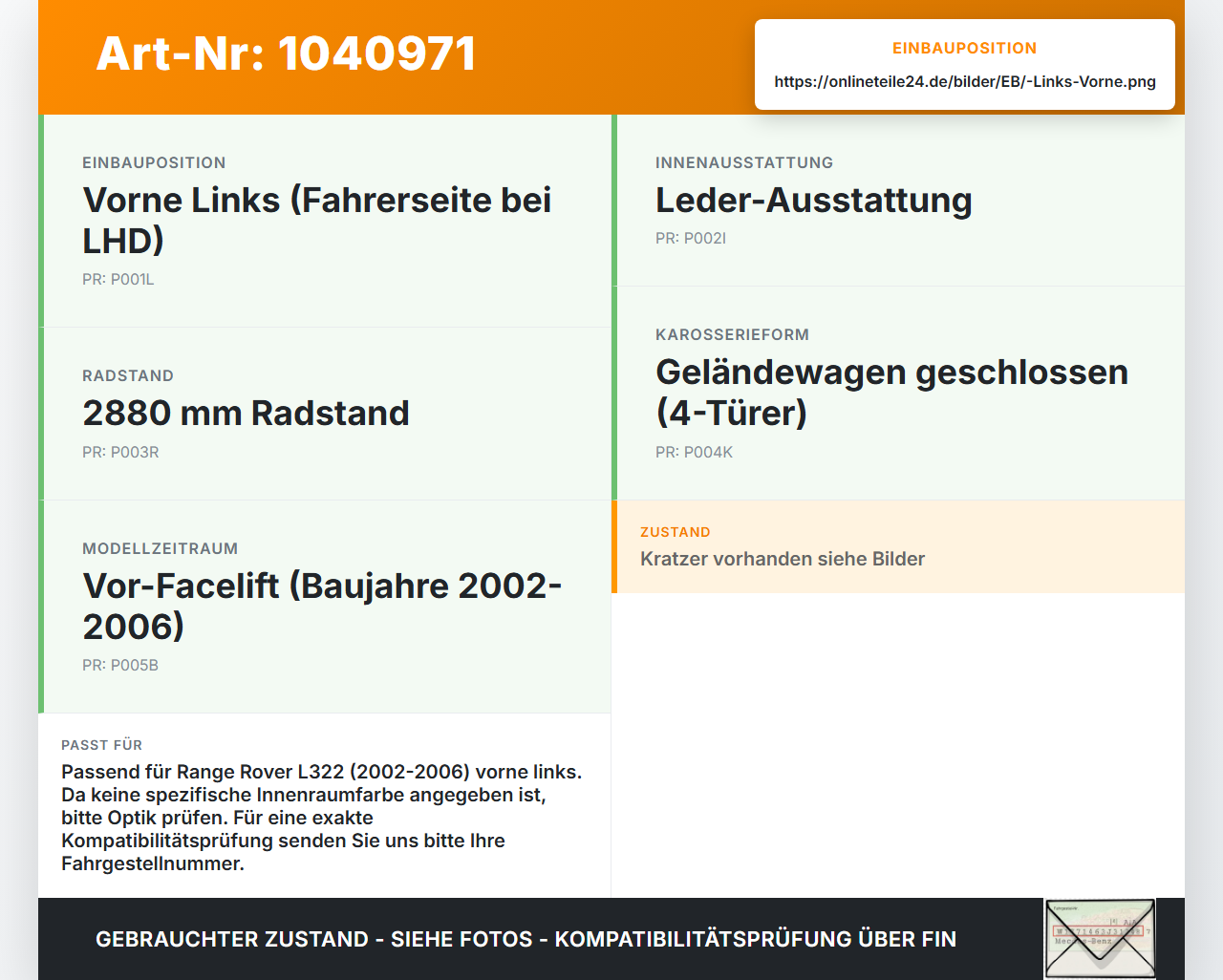 Land Range Rover III L322 02-06 Einstiegsleiste Links Vorne Land Range Rover III L322 02-06 02.08.2002 gebraucht Vorschau 3