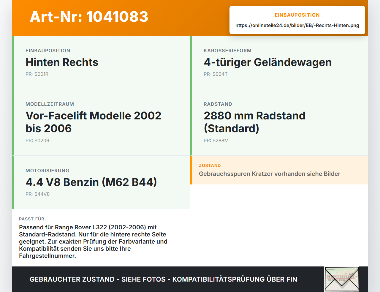 Land Range Rover III L322 02-06 Einstiegsleiste Rechts Hinten Land Range Rover III L322 02-06 02.08.2002 gebraucht Vorschau 3