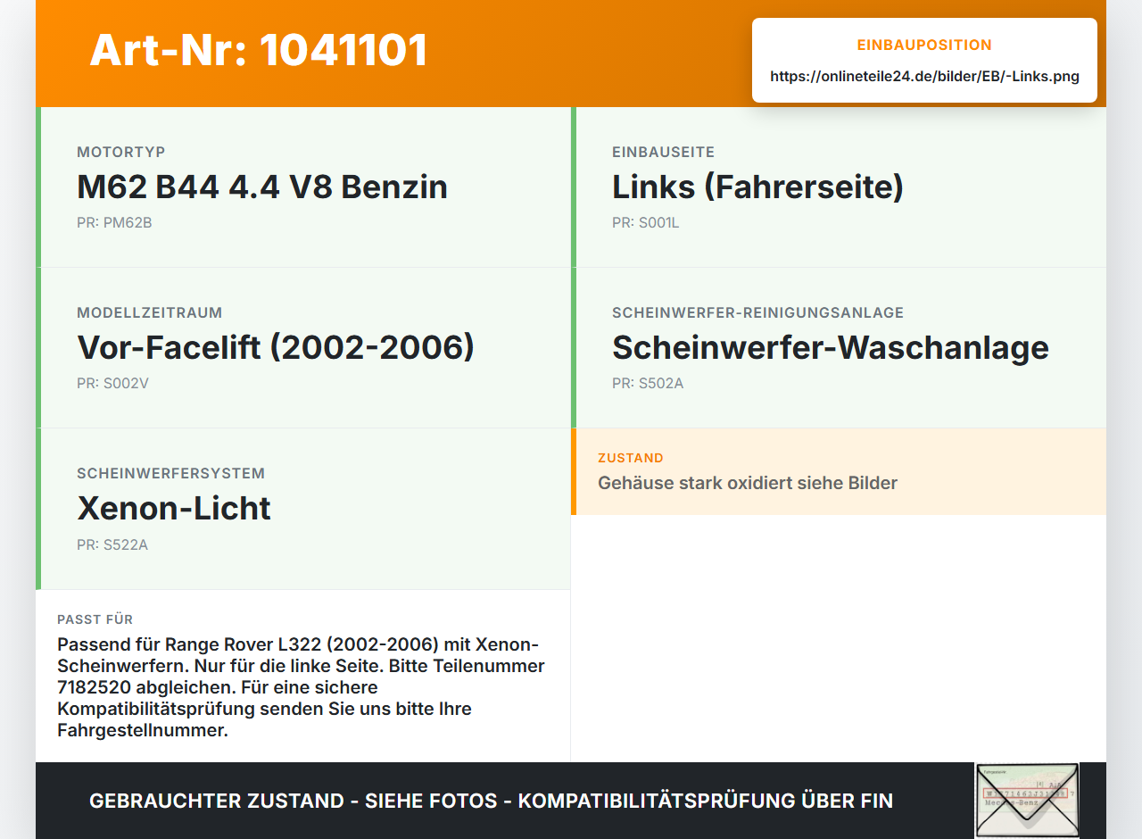 Land Range Rover III L322 02-06 Xenon Vorschaltgerät Links Land Range Rover III L322 02-06 02.08.2002 1307329074... Vorschau 3