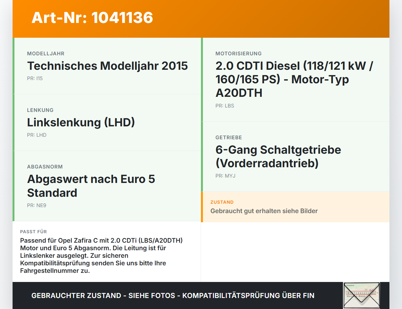 Opel Zafira C 11-16 CDTi 2,0 121KW Hochdruck Leitung Kraftstoffleitung Opel Zafira C 11-16 16.10.2014 55564419 gebraucht Vorschau 3