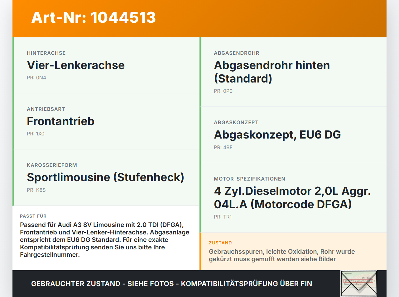 Audi A3 8V 8VS 16-20 TDI 2,0 110KW Auspuff Endschalldämpfer Mittelschalldämpfer Endtopf Audi A3 8V 8VS 16-20... Vorschau 3