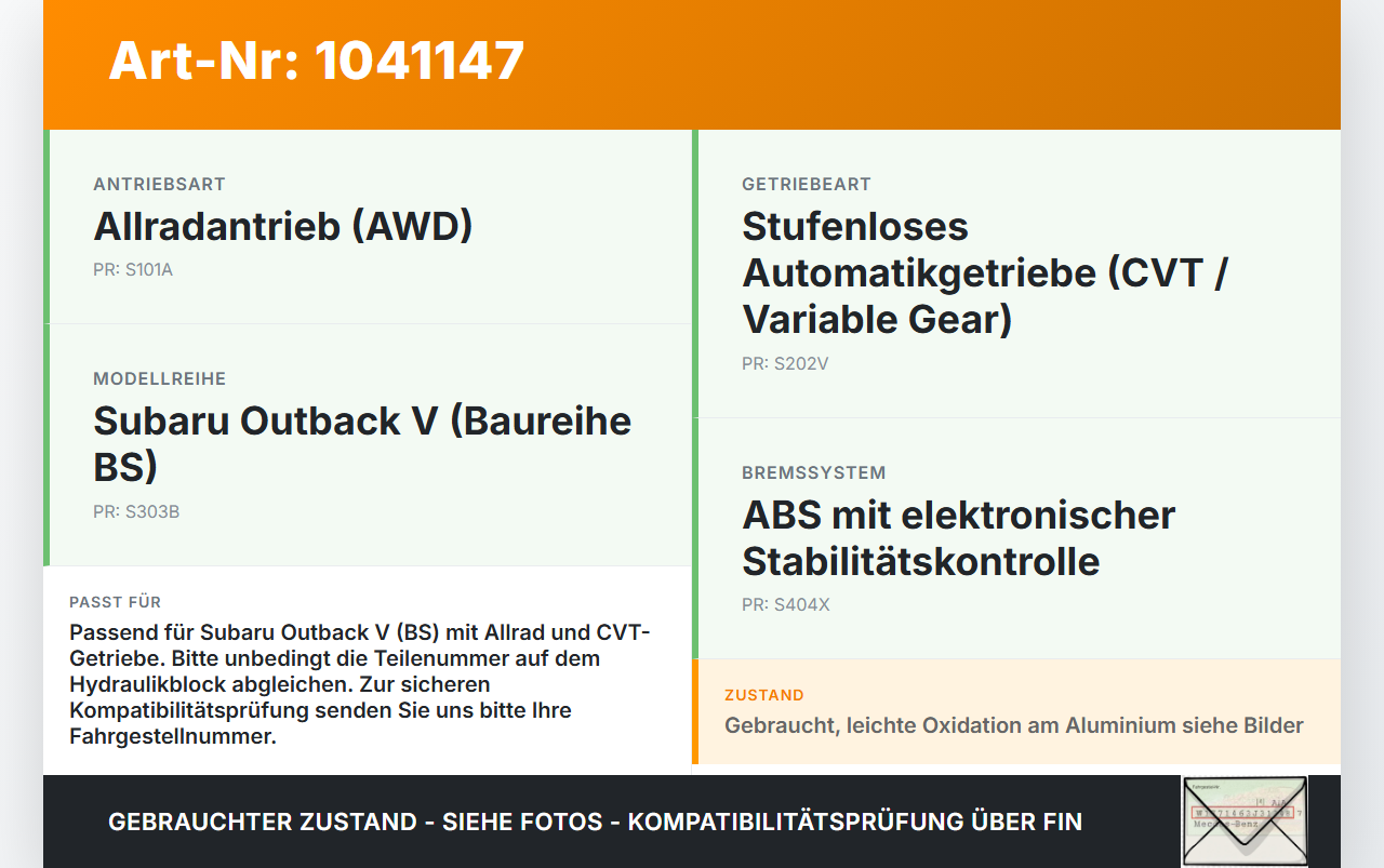 Subaru Outback V BS 15-21 ABS Steuergerät Aggregat Hydraulikblock Subaru Outback V BS 15-21 19.03.20154... Vorschau 3