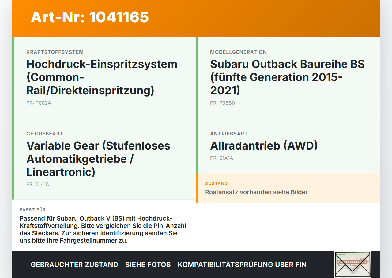 Subaru Outback V BS 15-21 2,0D 110KW Drucksensor Verteilerrohr für Hochdruck Verteiler Subaru Outback V BS 15-21... Vorschau 3