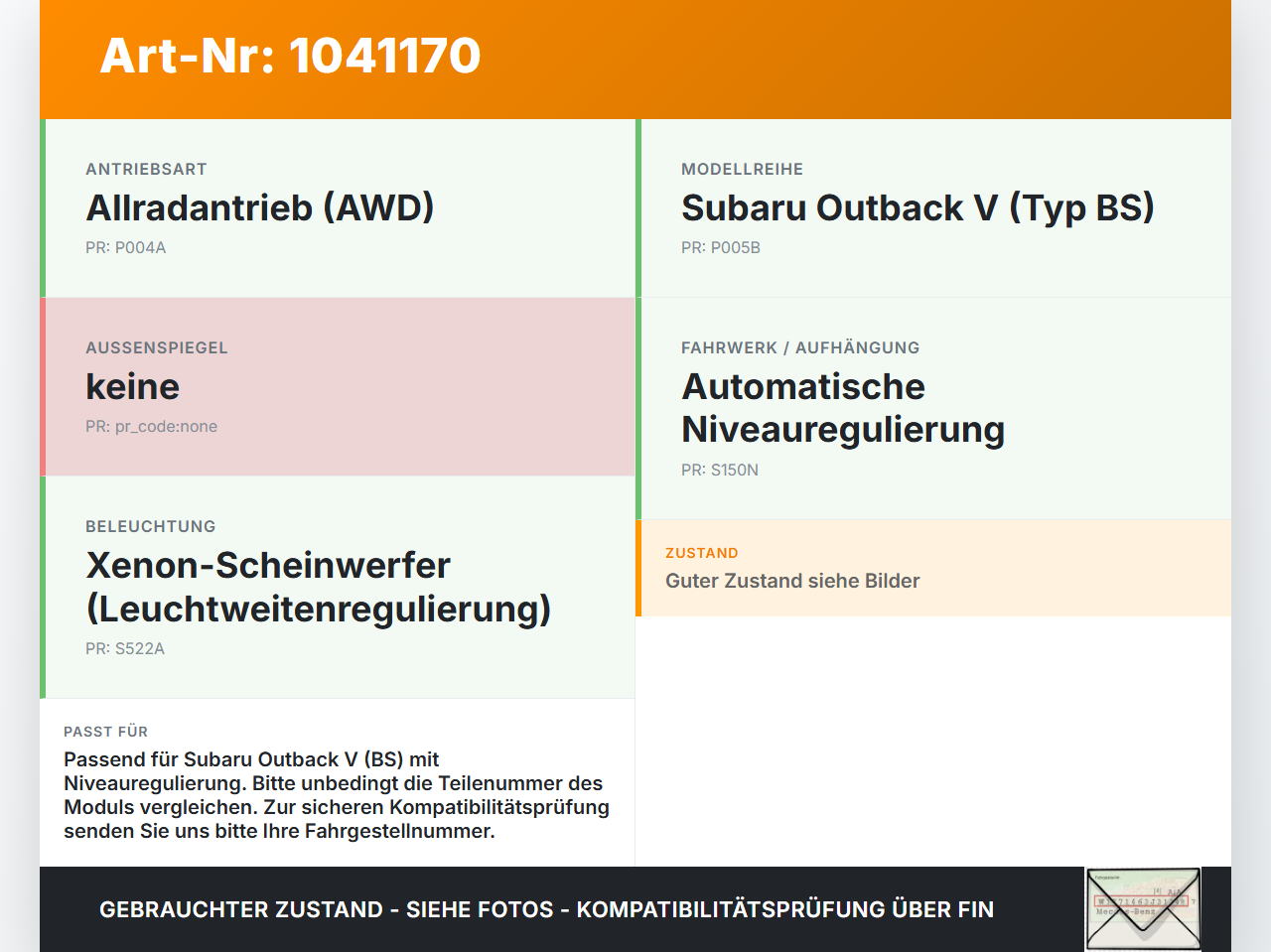 Subaru Outback V BS 15-21 Steuergerät ECU Modul Niveauregulierung Subaru Outback V BS 15-21 19.03.20154 gebraucht Vorschau 3