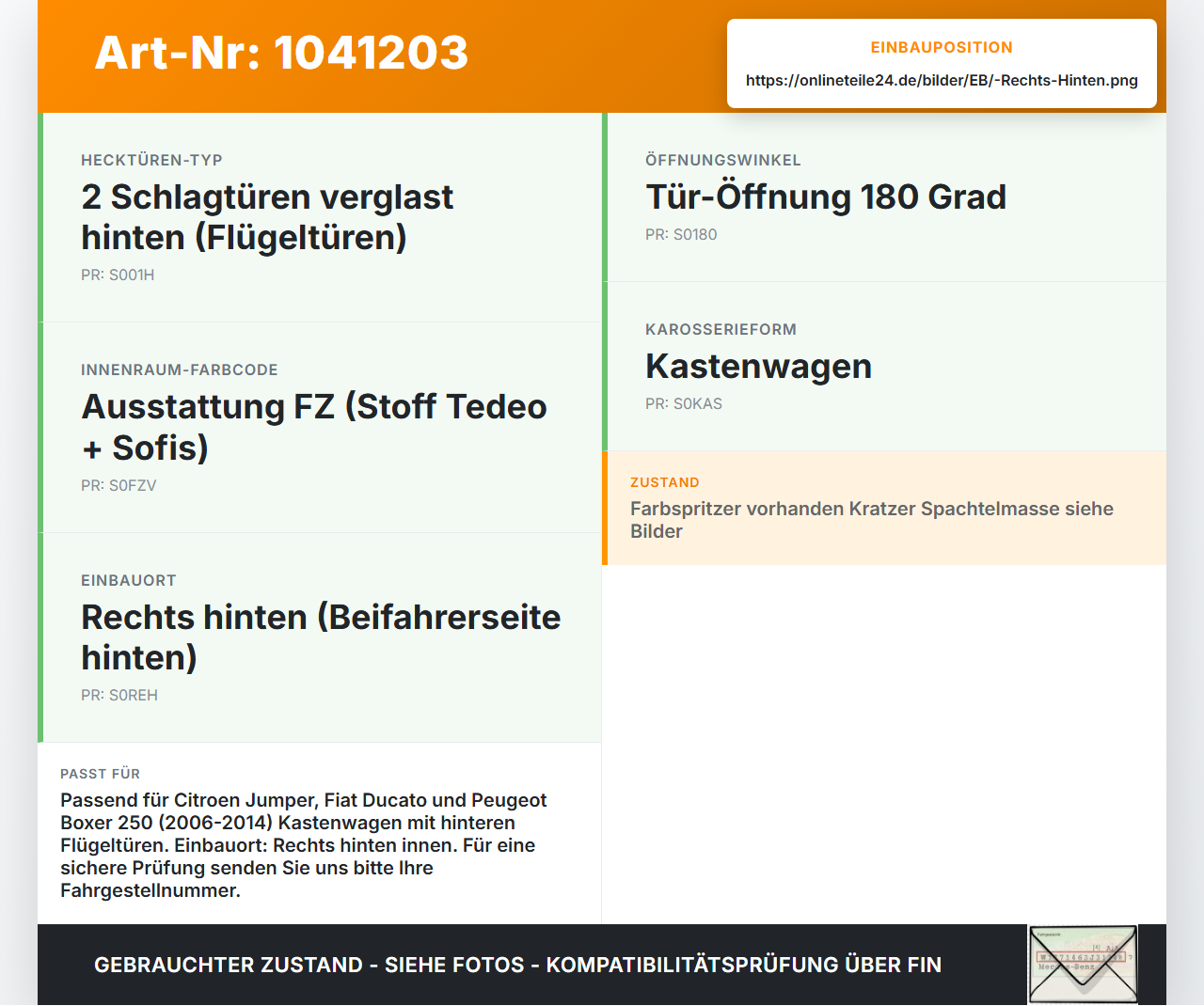 Jumper Ducato 250 06-14 Kasten Griff Türgriff Innen Rechts Hinten für Flügeltür Jumper Ducato 250 06-14 20.04.2007... Vorschau 3