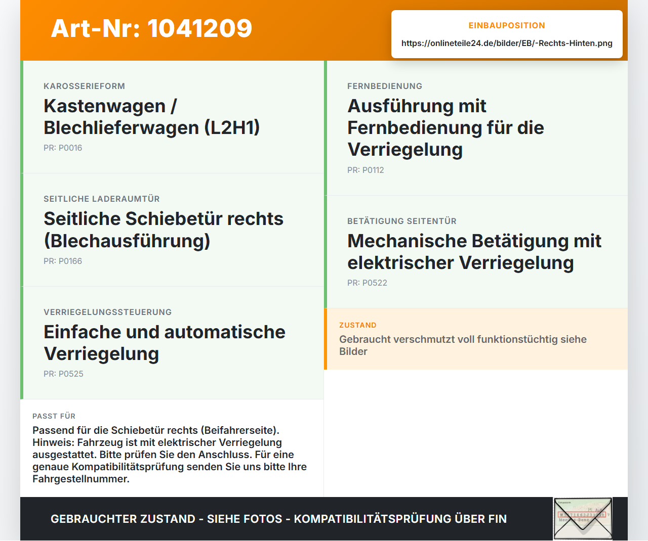 Jumper Ducato 250 06-14 Kasten Türschloss Verriegelung ohne ZV Rechts Hinten Schiebetür Jumper Ducato 250 06-14... Vorschau 3