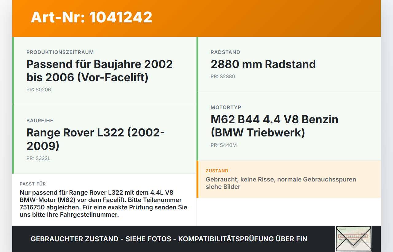 Land Range Rover III L322 02-06 Blende Abdeckung für Motorraum Land Range Rover III L322 02-06 02.08.2002 7516750... Vorschau 3